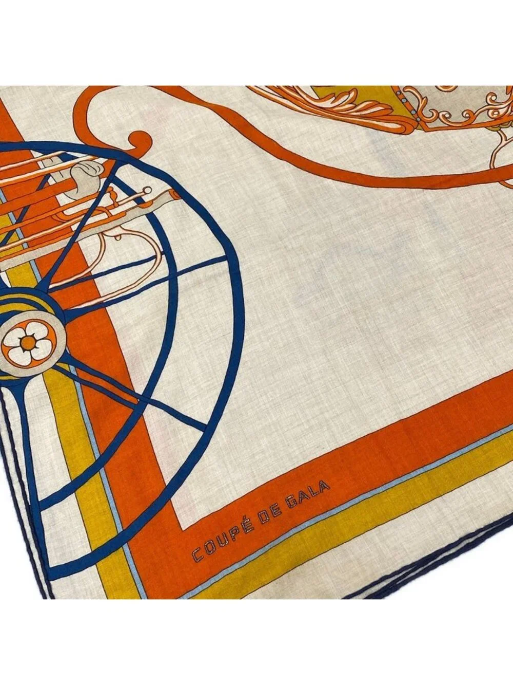 Hermes Shawl Carre 140 Gray Beige Orange Multi Coupe de Gala Scarf